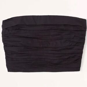 Abercrombie & Fitch Black Strapless Poplin Ruched Top Size XS